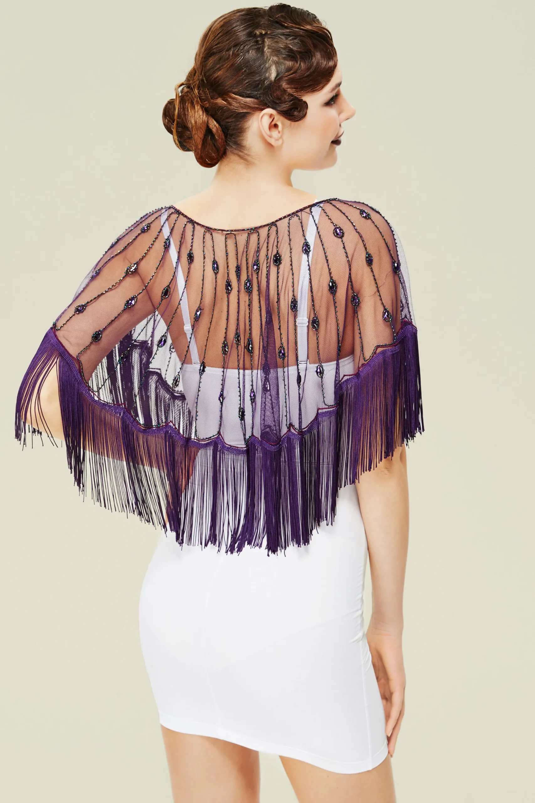 BABEYOND Shawls & Scarves | Vintage<Elegant Crystal Beaded Fringe Shawl