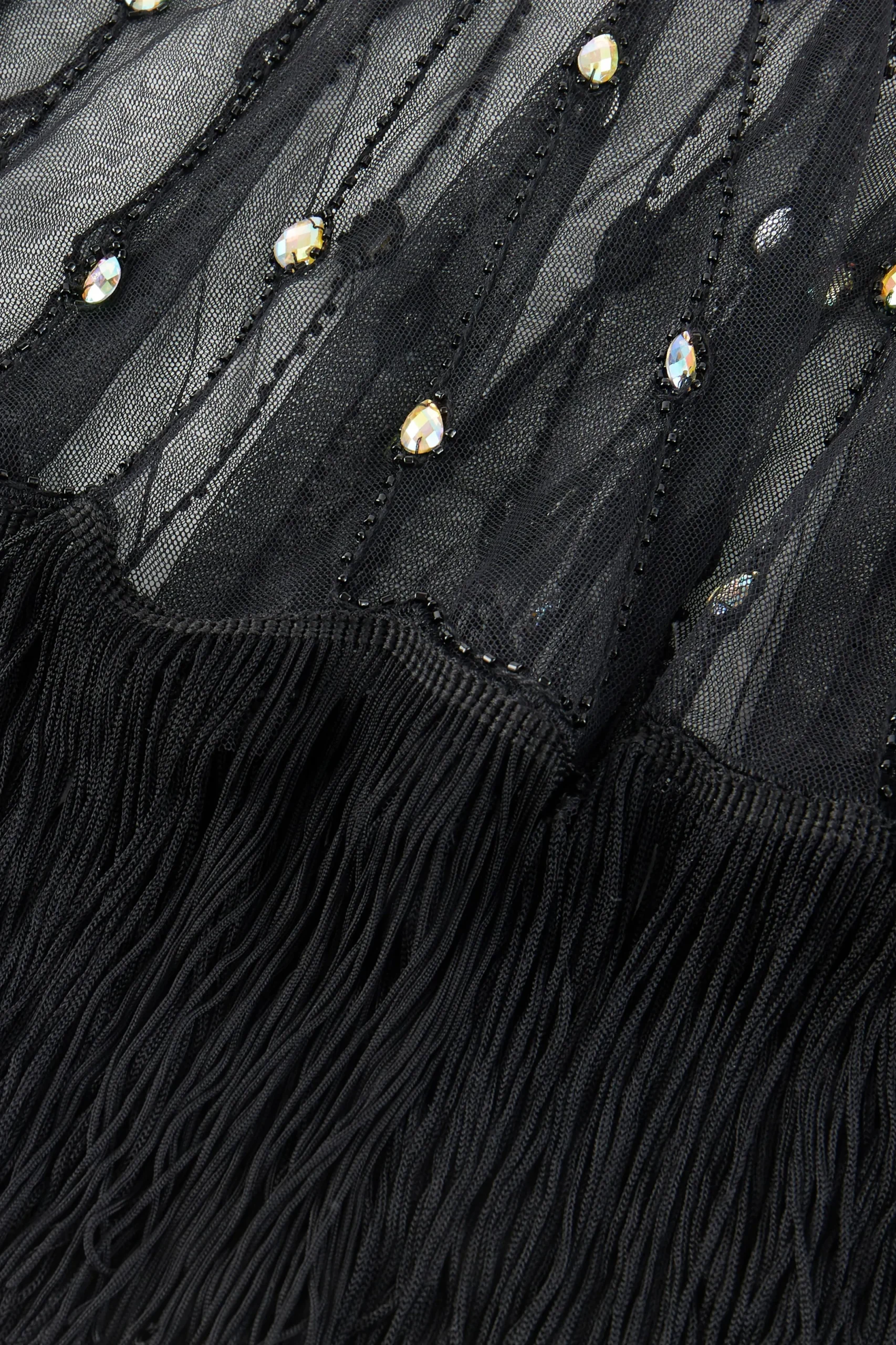 BABEYOND Shawls & Scarves | Vintage<Elegant Crystal Beaded Fringe Shawl