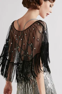 BABEYOND Shawls & Scarves | Vintage<Elegant Crystal Beaded Fringe Shawl