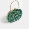 BABEYOND Handbags | Flapper<Elegant Emerald Jeweled Oval Clutch