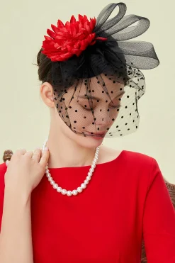 BABEYOND Fascinators<Elegant Floral Feather Pillbox Veil Fascinator
