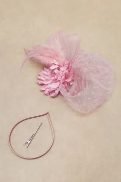 BABEYOND Fascinators<Elegant Floral Feather Pillbox Veil Fascinator