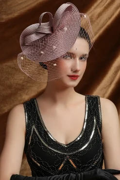 BABEYOND Fascinators<Elegant Half-Veiled Ribbon Fascinator
