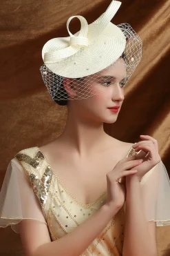 BABEYOND Fascinators<Elegant Half-Veiled Ribbon Fascinator