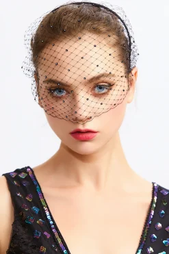 BABEYOND Fascinators | Vintage<Elegant Mesh Veil Beaded Fascinator