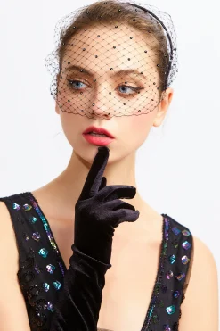 BABEYOND Fascinators | Vintage<Elegant Mesh Veil Beaded Fascinator