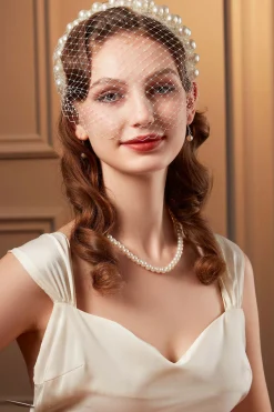 BABEYOND Fascinators<Elegant Pearl Mesh Veil Fascinator