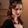 BABEYOND Fascinators<Elegant Rhinestones Feather Mesh Veil Fascinator