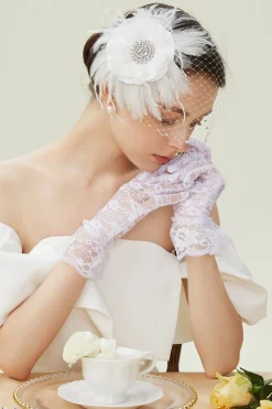 BABEYOND Fascinators | Rhinestone<Embellished Rhinestone Floral Veil Fascinator