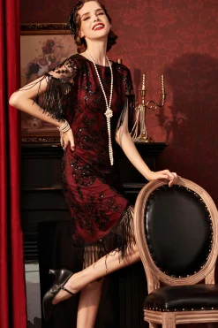 BABEYOND Flapper Dresses | Fringe<Embellished Sequin Fringe Art Deco Dress