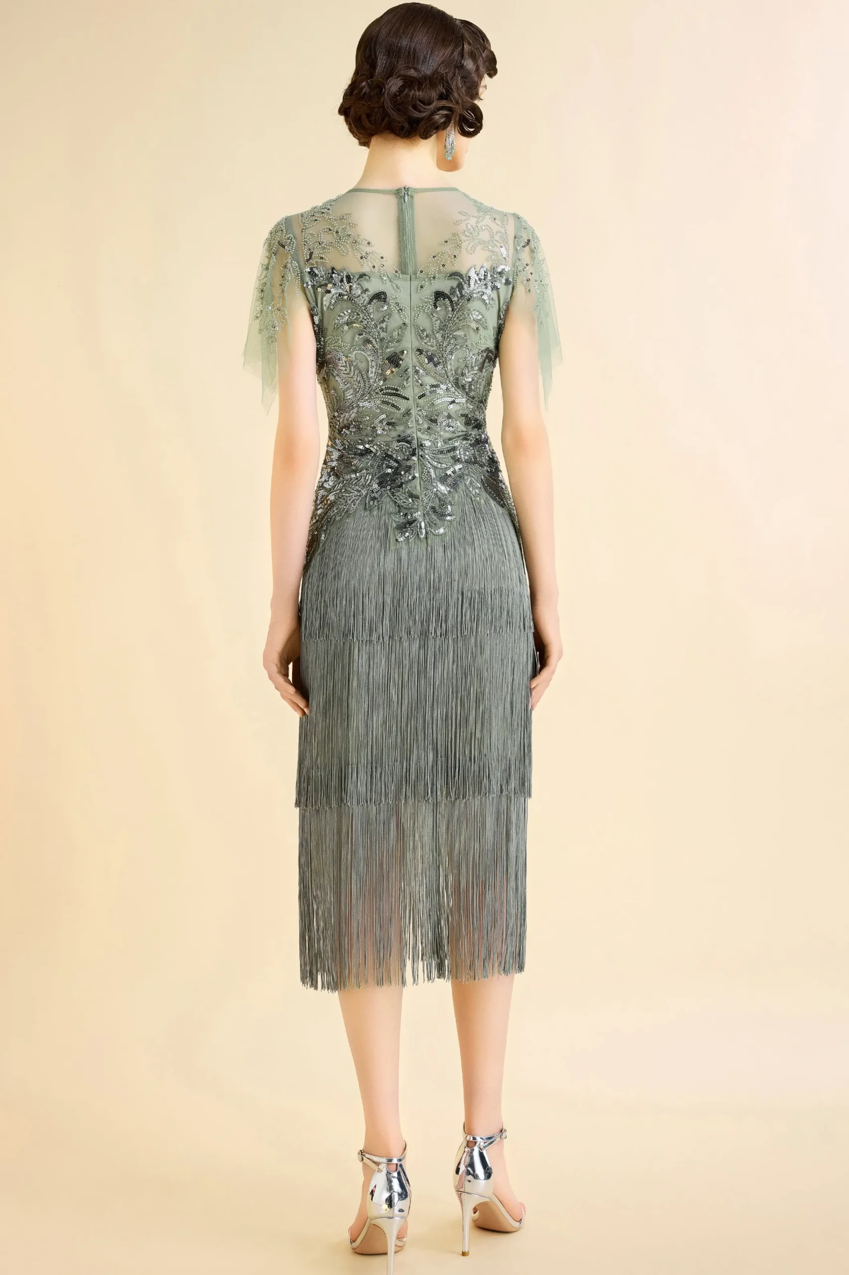 BABEYOND Flapper Dresses | Wedding Dresses<Exquisite Floral Fringe Flapper Dress