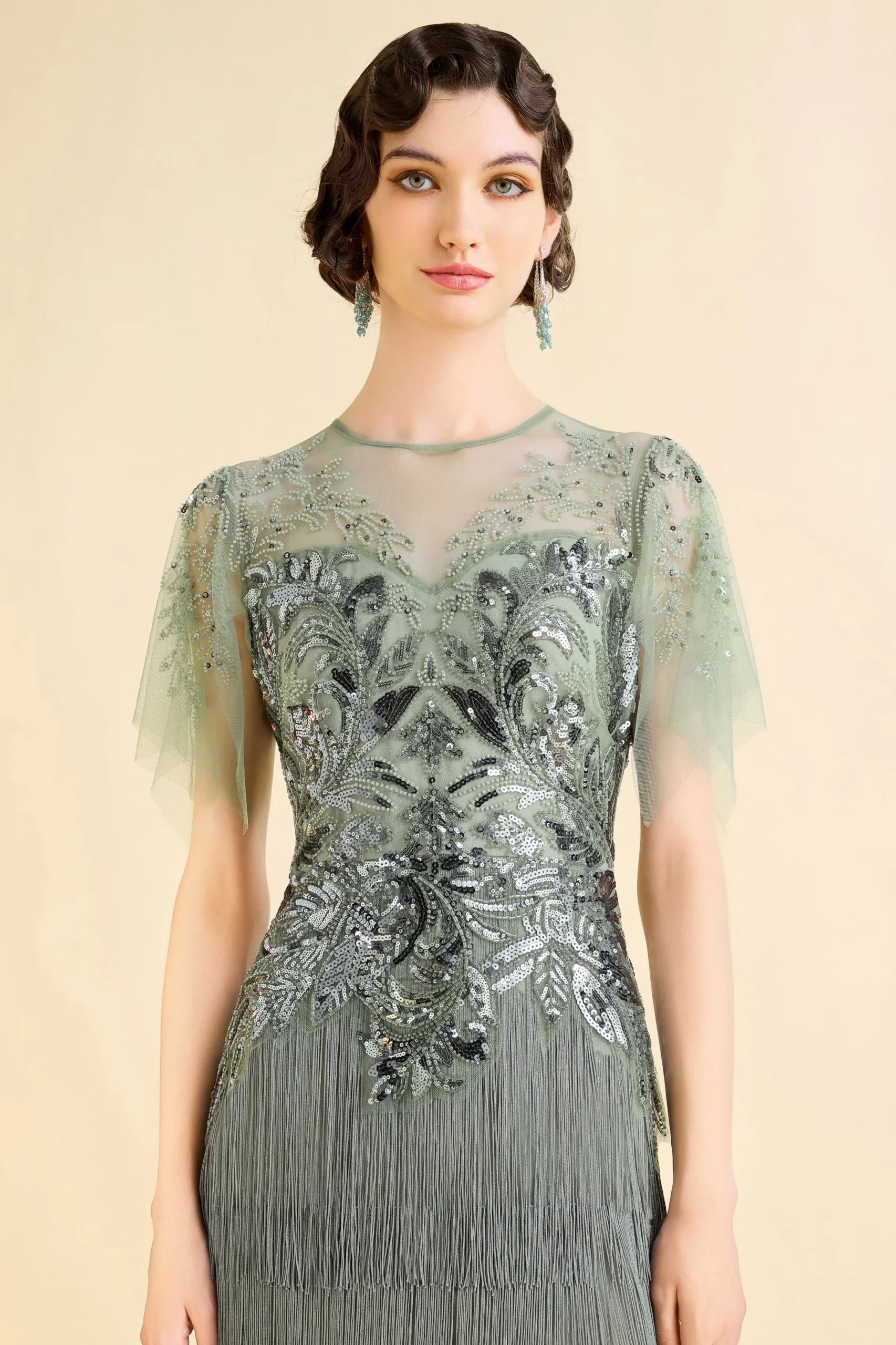 BABEYOND Flapper Dresses | Wedding Dresses<Exquisite Floral Fringe Flapper Dress