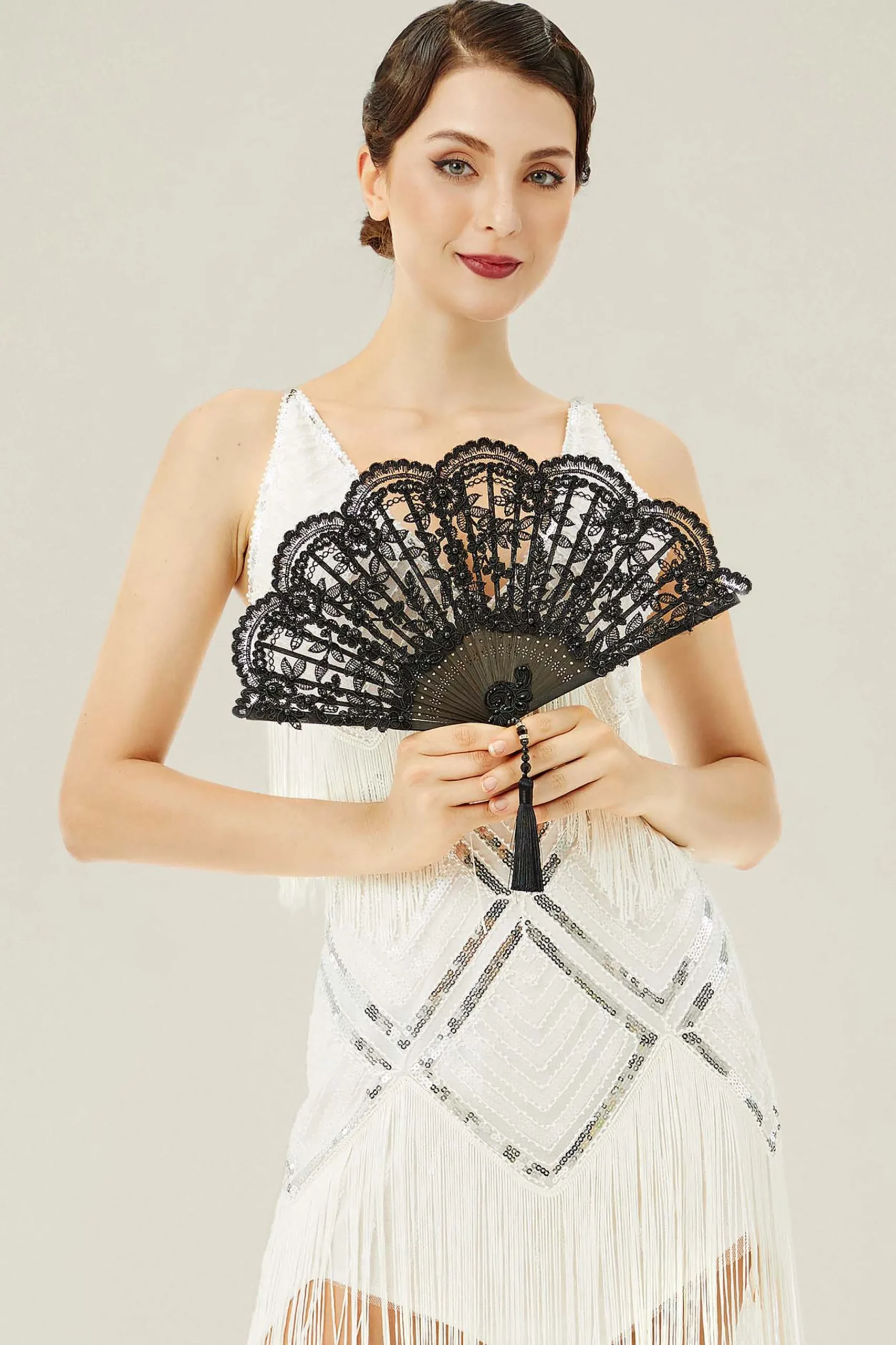 BABEYOND Fans<Exquisite Non-Foldable Lace Fan