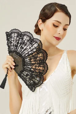 BABEYOND Fans<Exquisite Non-Foldable Lace Fan