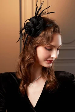 BABEYOND Fascinators<Exquisite Ribbon Knot Feather Fascinator
