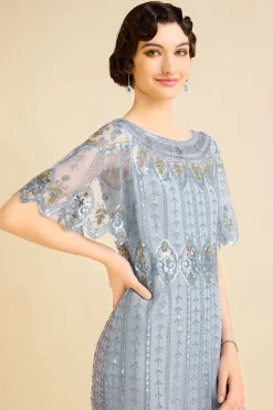 BABEYOND Flapper Dresses | Wedding Dresses<Floral Contrast Beaded Fringe Flapper Dress