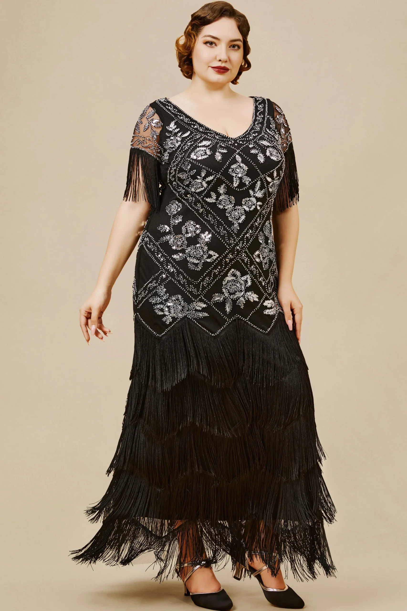 BABEYOND Plus Size<Flowery Multi-Layer Maxi Mermaid Plus Size Dress