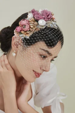 BABEYOND Fascinators | Lady<Flowery Tea Party Veil Fascinator