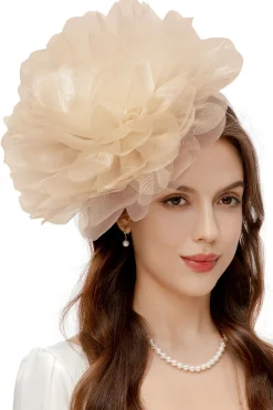 BABEYOND Fascinators<Fluffy Mesh Flower Headband Fascinator