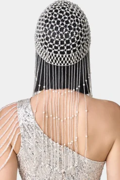 BABEYOND Rhinestone | Rhinestone<Fully Beaded Pearl Flapper Tassel Cap