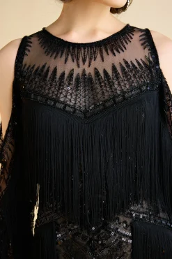 BABEYOND Flapper Dresses | Fringe<Glamorous Off-Shoulder Beaded Fringe Flapper Dress