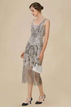 BABEYOND Fringe | Sequin<Glitter Sequin V-Neck Art Deco Slip Dress