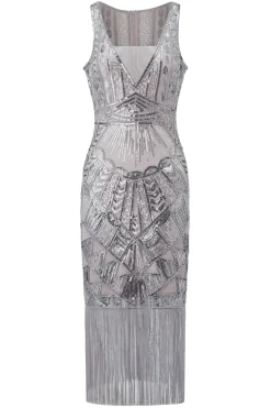 BABEYOND Fringe | Sequin<Glitter Sequin V-Neck Art Deco Slip Dress