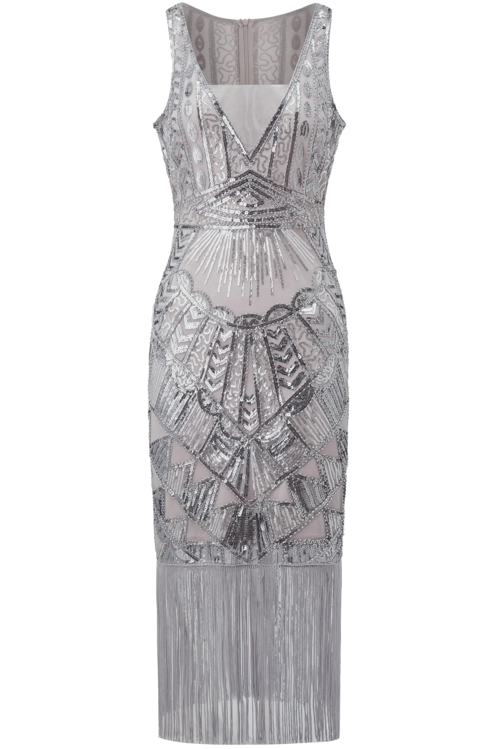 BABEYOND Fringe | Sequin<Glitter Sequin V-Neck Art Deco Slip Dress