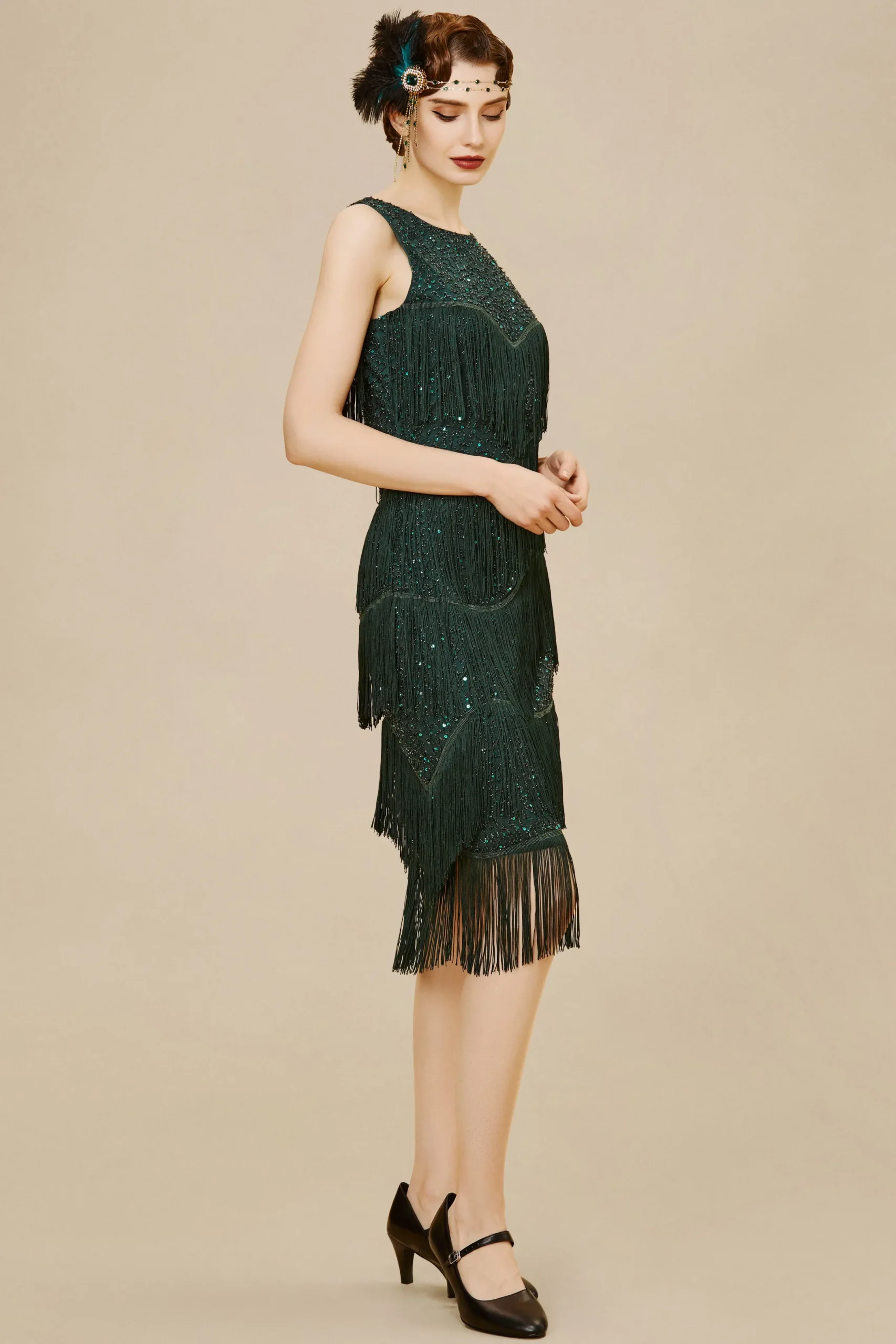 BABEYOND Flapper Dresses | Fringe<Glitter Tiered Fringe Bias Hem Dress