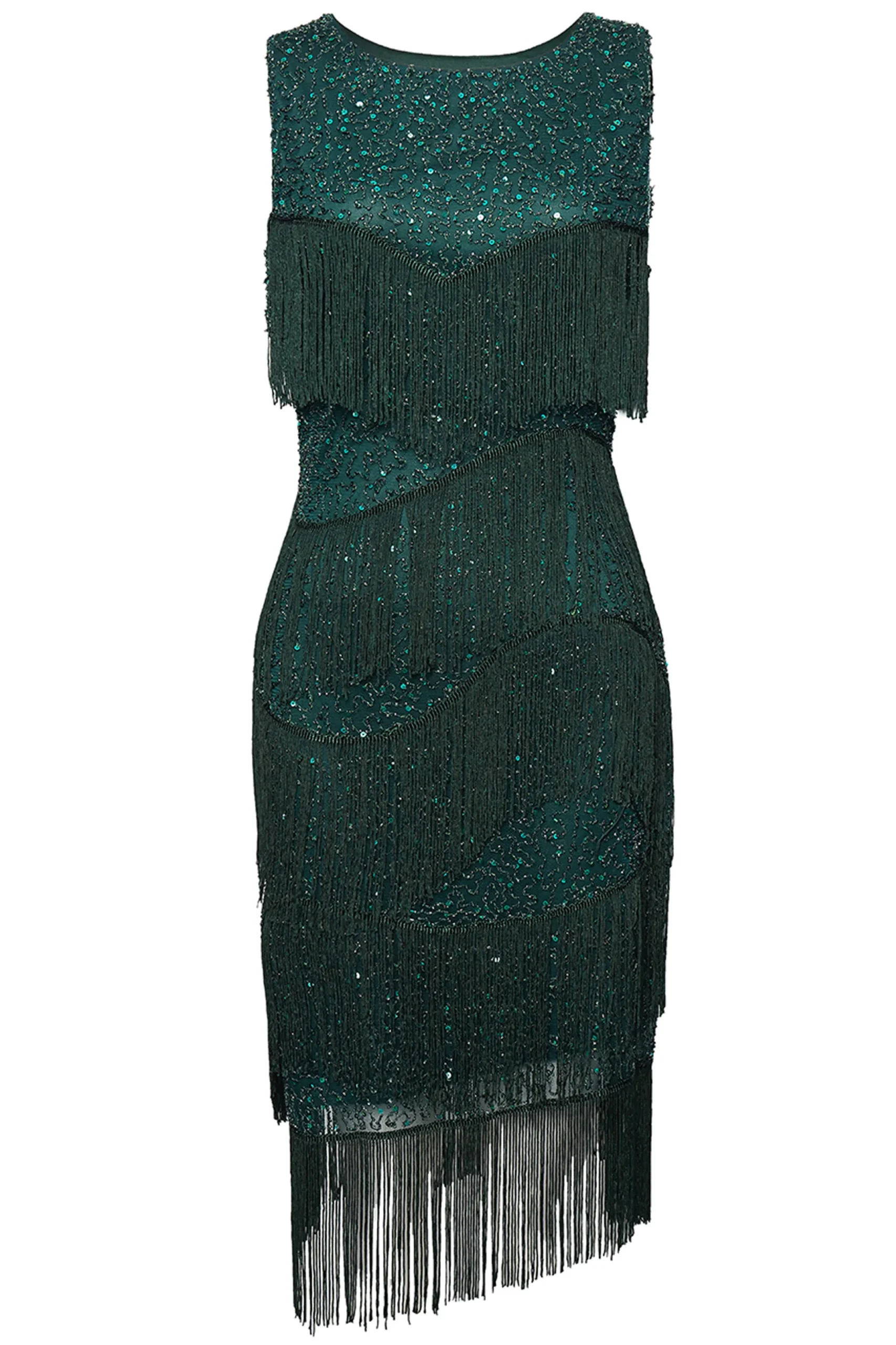 BABEYOND Flapper Dresses | Fringe<Glitter Tiered Fringe Bias Hem Dress