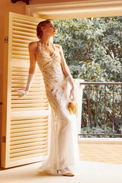 BABEYOND Wedding Dresses | Wedding<Halter Neck Sequin Mermaid Maxi Dress