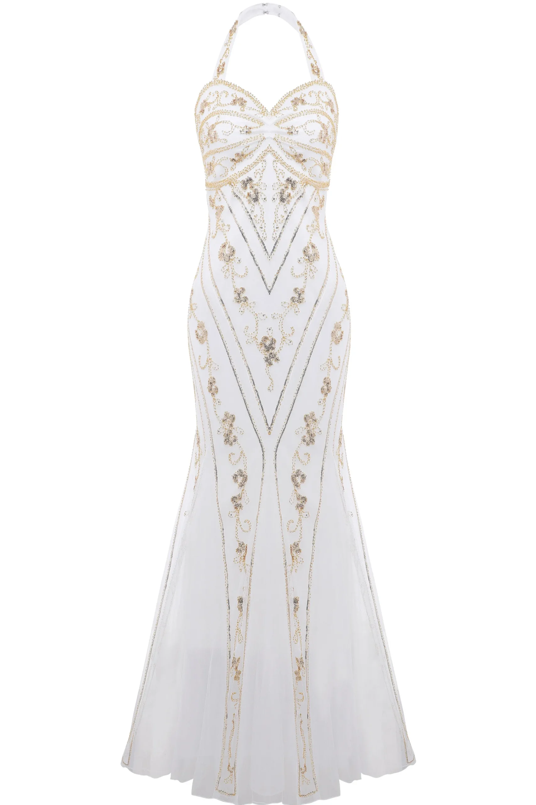 BABEYOND Wedding Dresses | Wedding<Halter Neck Sequin Mermaid Maxi Dress