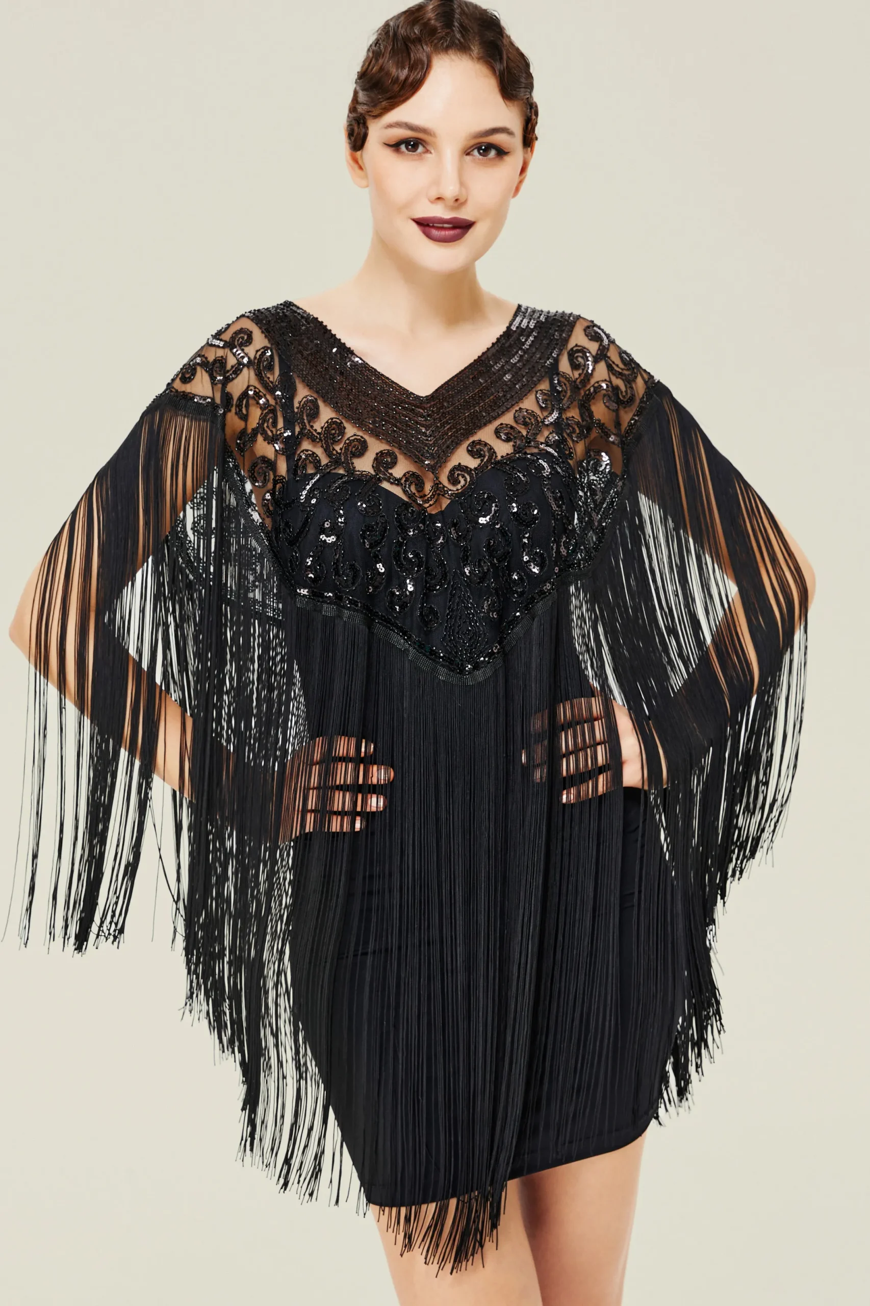 BABEYOND Shawls & Scarves<Heart Shaped Long Fringed Sequin Shawl