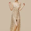 BABEYOND Evening Dresses | Sequin<High Slit Glittering Sequin Strappy Dress