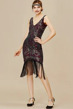 BABEYOND Flapper Dresses | Fringe<Iridescent Beaded V-Neck Prom Dress