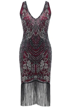 BABEYOND Flapper Dresses | Fringe<Iridescent Beaded V-Neck Prom Dress