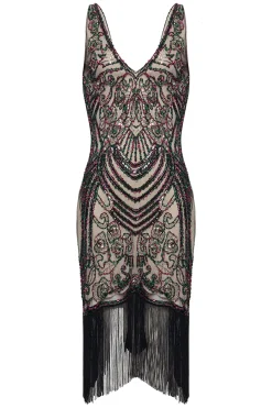 BABEYOND Flapper Dresses | Fringe<Iridescent Beaded V-Neck Prom Dress