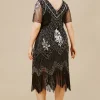 BABEYOND Flapper Dresses | Plus Size<Irregular Fringe Gatsby Plus Dress