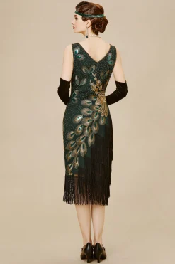 BABEYOND Flapper Dresses | Festivals<Irregular Tassel Hem Peacock Dress