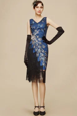 BABEYOND Flapper Dresses | Festivals<Irregular Tassel Hem Peacock Dress