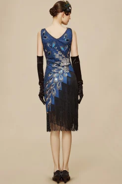 BABEYOND Flapper Dresses | Festivals<Irregular Tassel Hem Peacock Dress