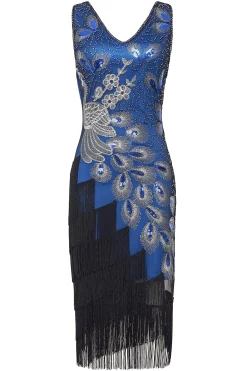 BABEYOND Flapper Dresses | Festivals<Irregular Tassel Hem Peacock Dress