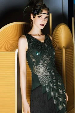 BABEYOND Flapper Dresses | Festivals<Irregular Tassel Hem Peacock Dress