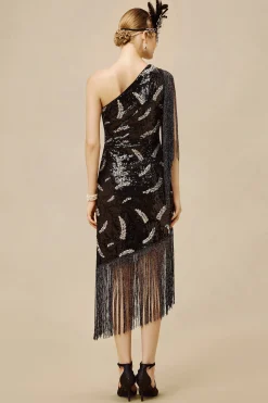 BABEYOND Fringe | Party<La Revue Nègre Feather Sequins Evening Gown