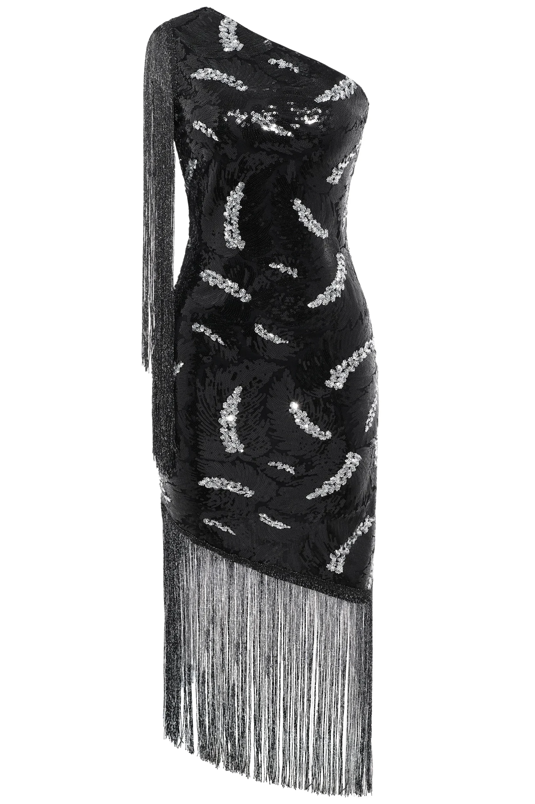 BABEYOND Fringe | Party<La Revue Nègre Feather Sequins Evening Gown