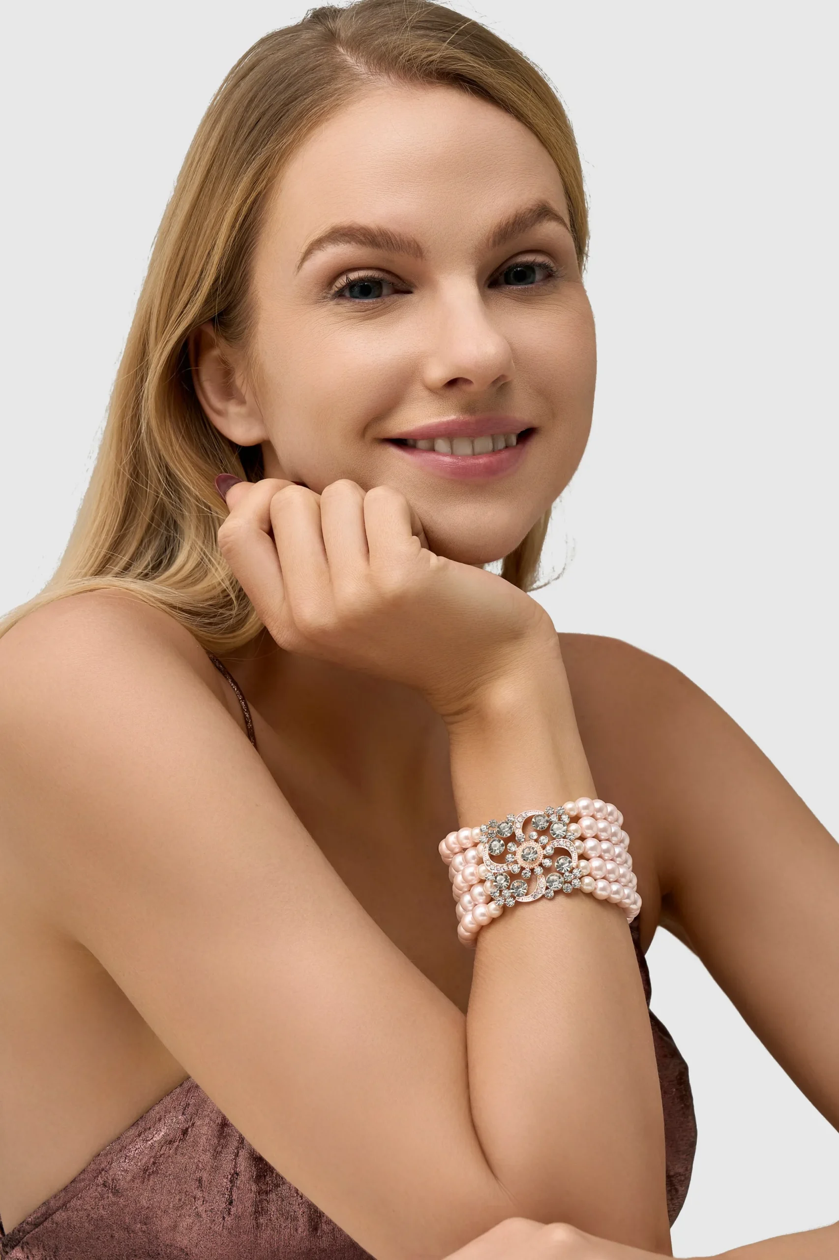 BABEYOND Bracelets | Rhinestone<Multilayer Pearl Rhinestone Link Bracelet