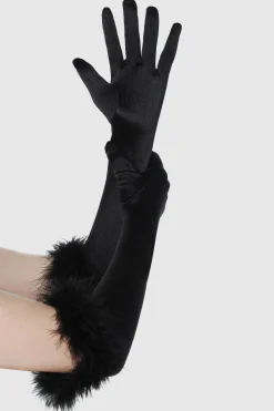 BABEYOND Gloves<16.9" Pageant Feather Satin Gloves