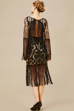 BABEYOND Flapper Dresses | Fringe<Paisley Cut-out Backless Fringe Dress