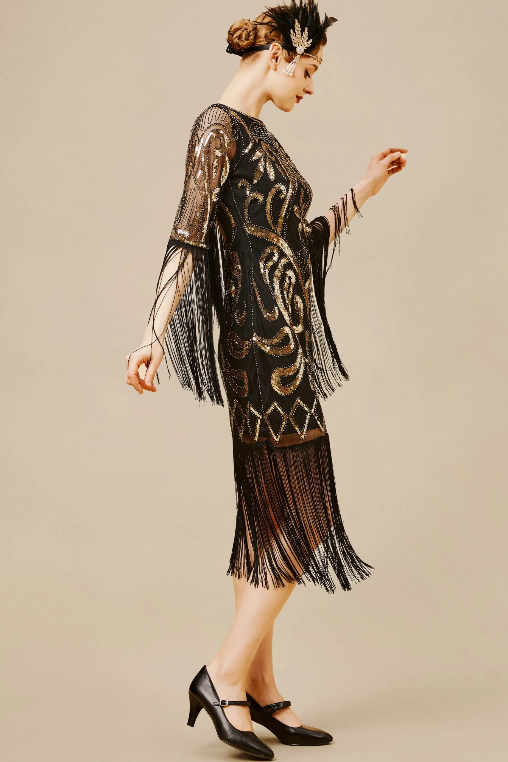 BABEYOND Flapper Dresses | Fringe<Paisley Cut-out Backless Fringe Dress