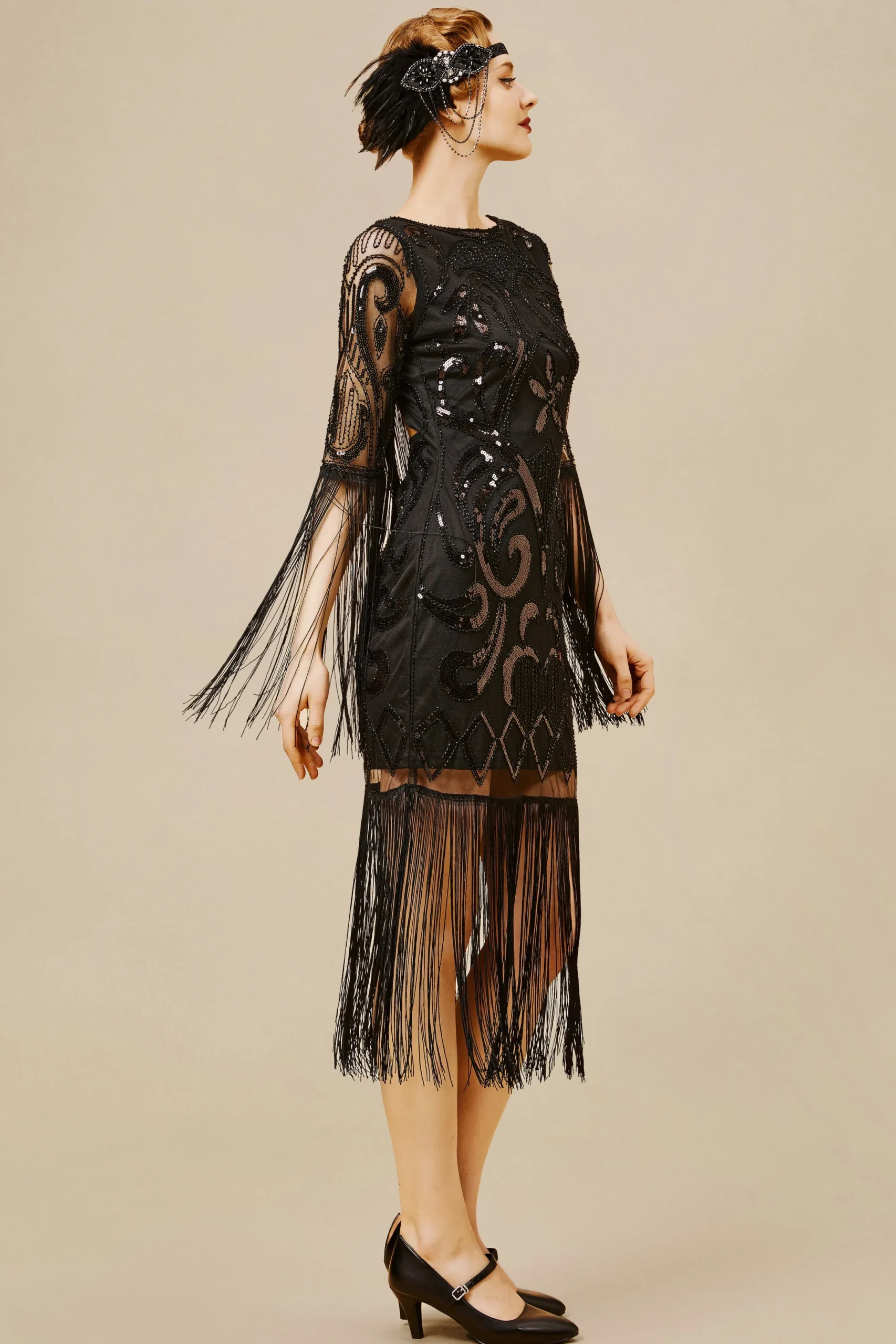 BABEYOND Flapper Dresses | Fringe<Paisley Cut-out Backless Fringe Dress